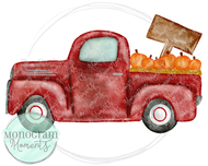 Vintage Truck with Pumpkins & Blank Sign