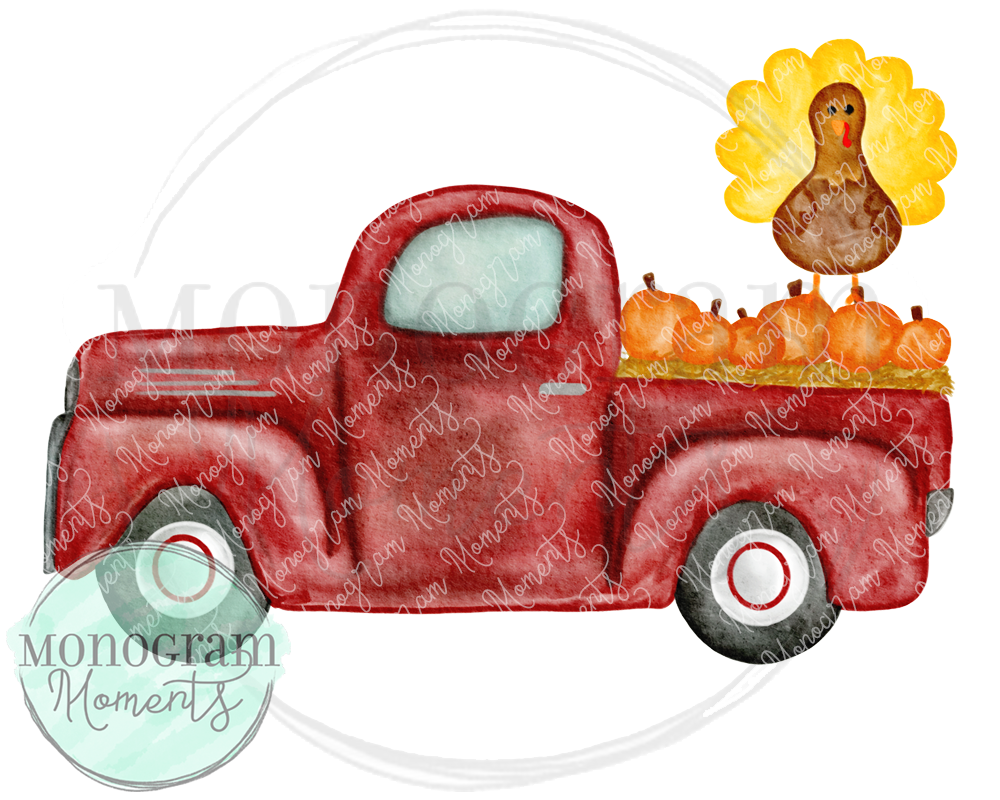 Vintage Truck with Pumpkins & Turkey