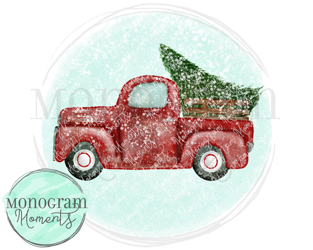 Vintage Truck with Tree, Snow, & Background