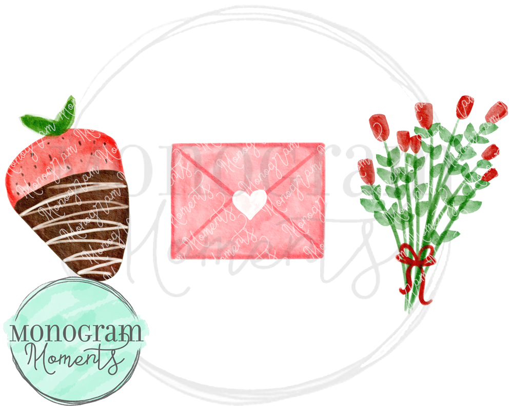 Strawberry, Letter, & Roses Trio