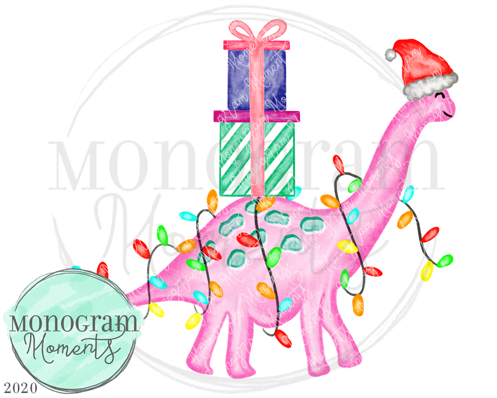Pink Christmas Dino