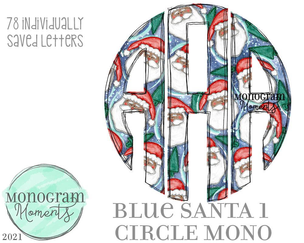 Blue Santa 1 Circle Mono
