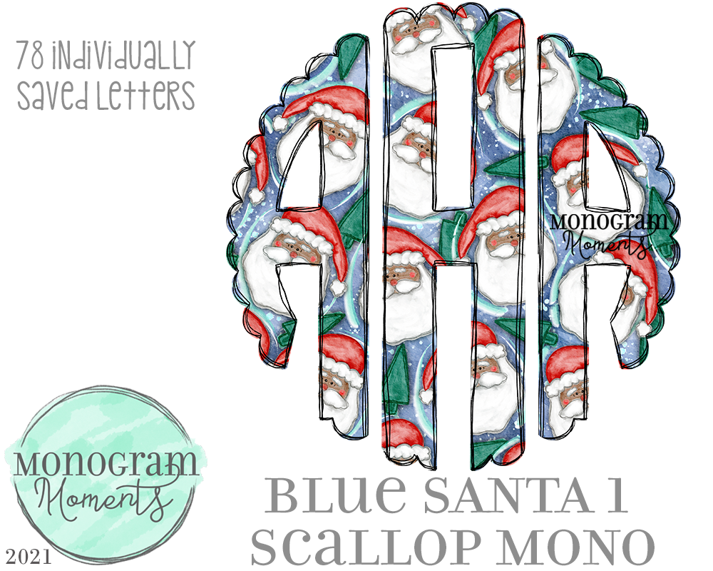 Blue Santa 1 Scallop Mono - More Melanin Skin Tone