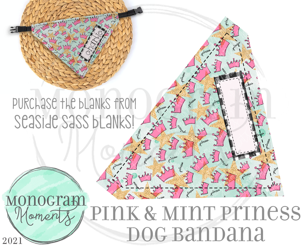 Pink & Mint Princess Dog Bandana