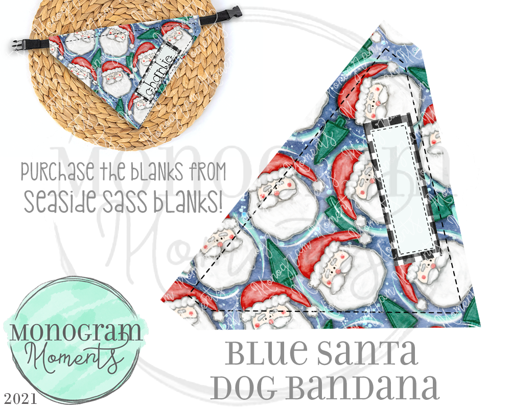Blue Santa Dog Bandana - Less Melanin Skin Tone