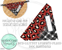 Load image into Gallery viewer, Red Glitter Leopard Plaid Dog Bandana
