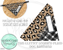 Load image into Gallery viewer, Tan Glitter Leopard Plaid Dog Bandana
