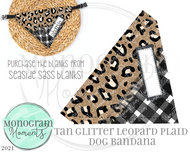 Tan Glitter Leopard Plaid Dog Bandana