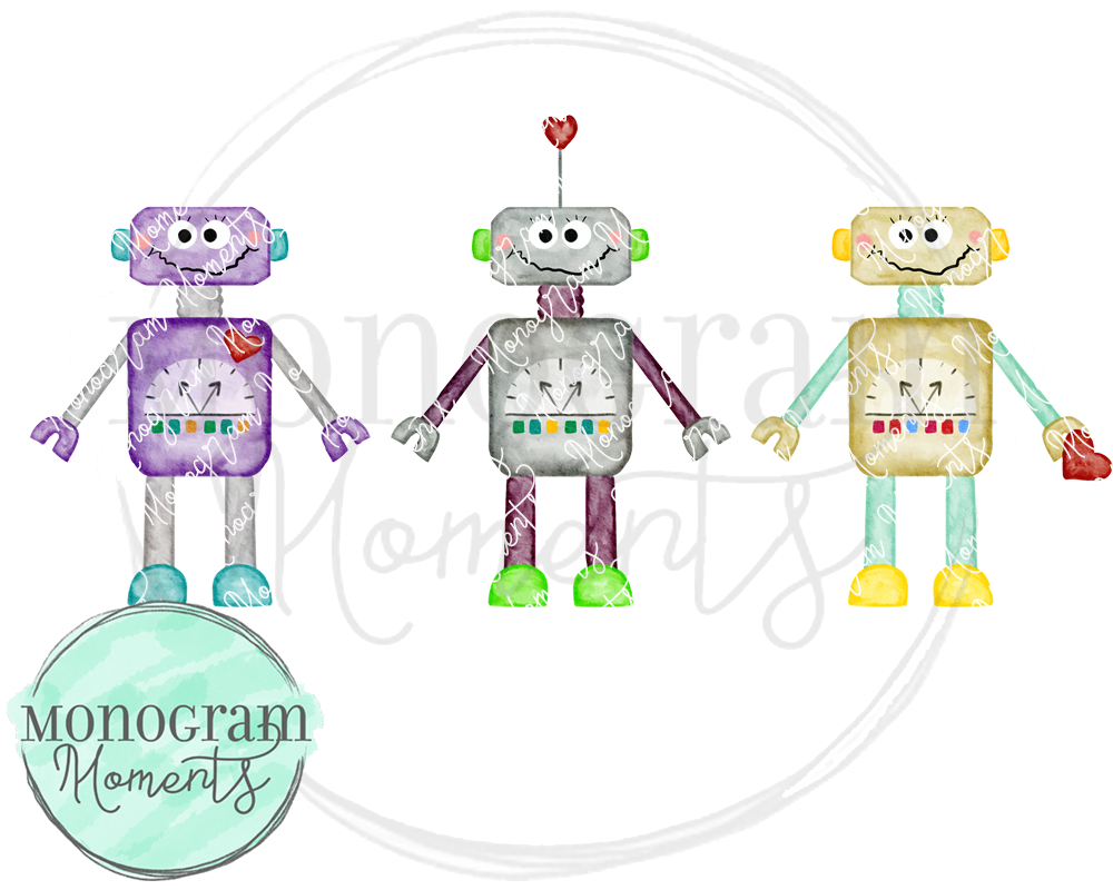 Girl's Valentine's Day Robot Trio