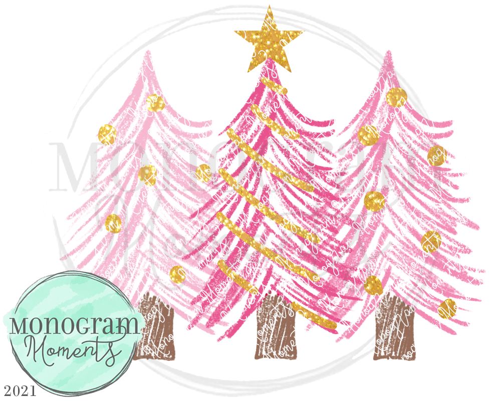Pink Crayon Christmas Trees
