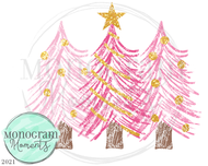 Pink Crayon Christmas Trees