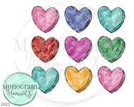 3x3 Candy Hearts Watercolor