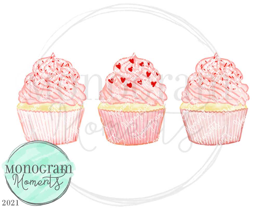 Pink Vday Cupcake Trio