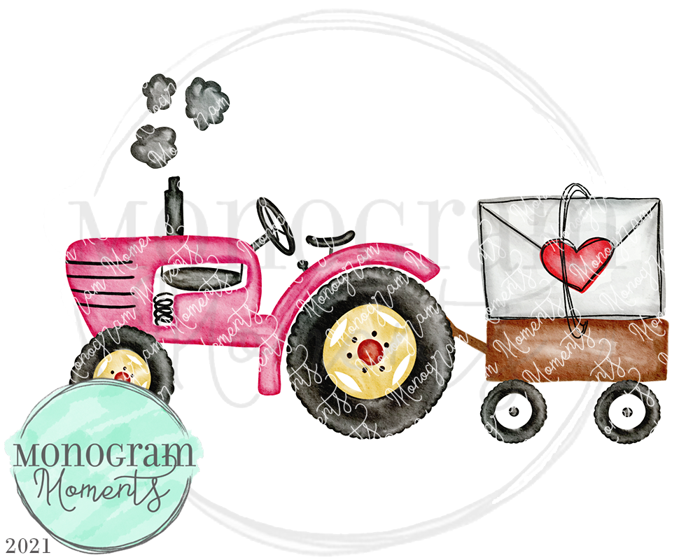 Pink Vintage Love Letter Tractor