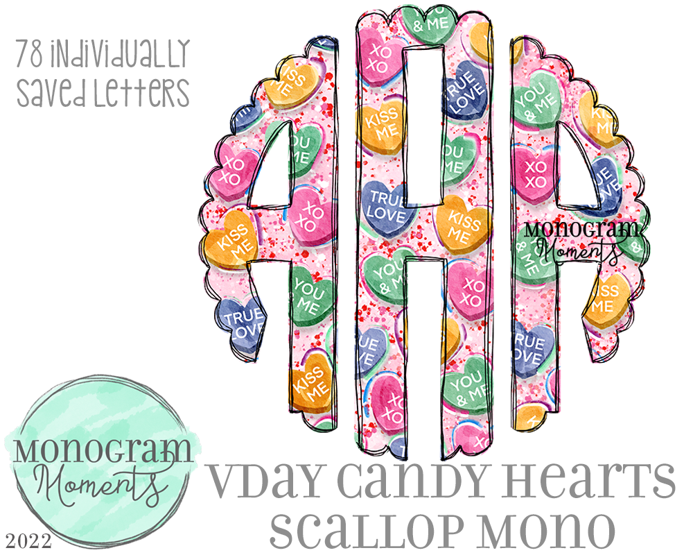 VDay Candy Hearts Scallop Mono