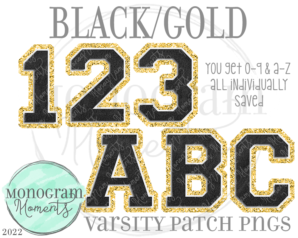 Black/Gold Varsity Patch Alpha