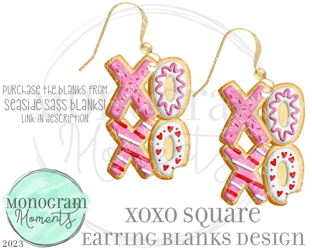 XOXO Square Earring Blanks Design