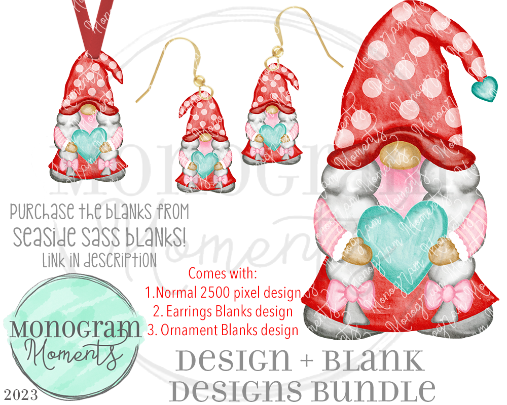 Girl's Valentine Heart Gnome Design Bundle