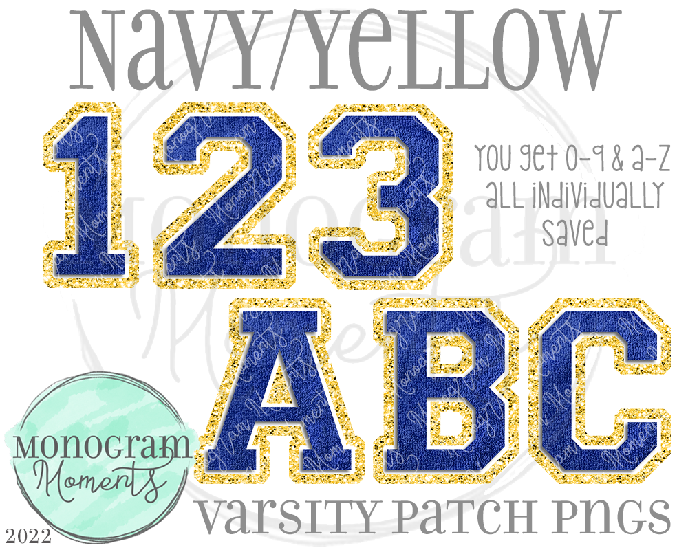 Navy/Yellow Varsity Patch Alpha