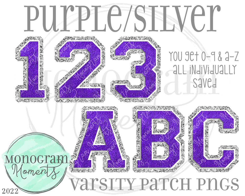 Purple/Silver Varsity Patch Alpha