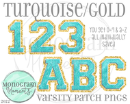 Turquoise/Gold Varsity Patch Alpha