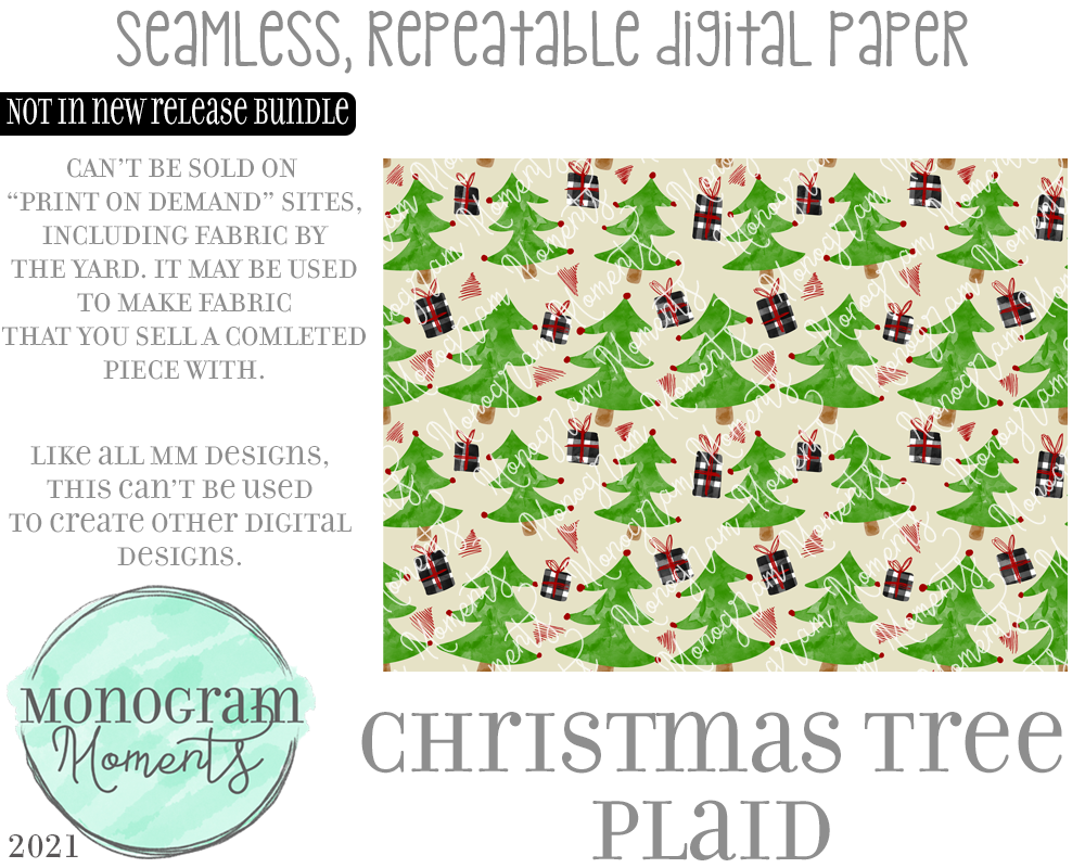Christmas Trees Plaid Digital Paper