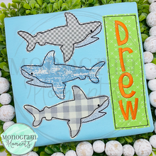 Load image into Gallery viewer, Shark Stacked Trio - BEAN APPLIQUE
