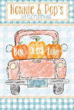 Load image into Gallery viewer, Teal Gingham 12x18 Flag Background - Matches Family Pumpkin Truck Design
