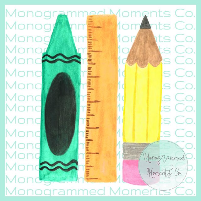 Crayon, Ruler and Pencil Trio