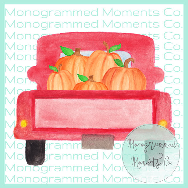 Red Truck with Pumpkins