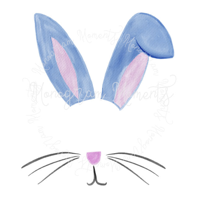 Blue Easter Bunny Ears Monogram