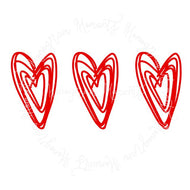 Red Sketch Hearts Trio