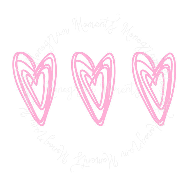 Pink Sketch Hearts Trio