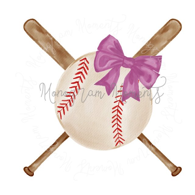 Purple Bow Baseball & Bats