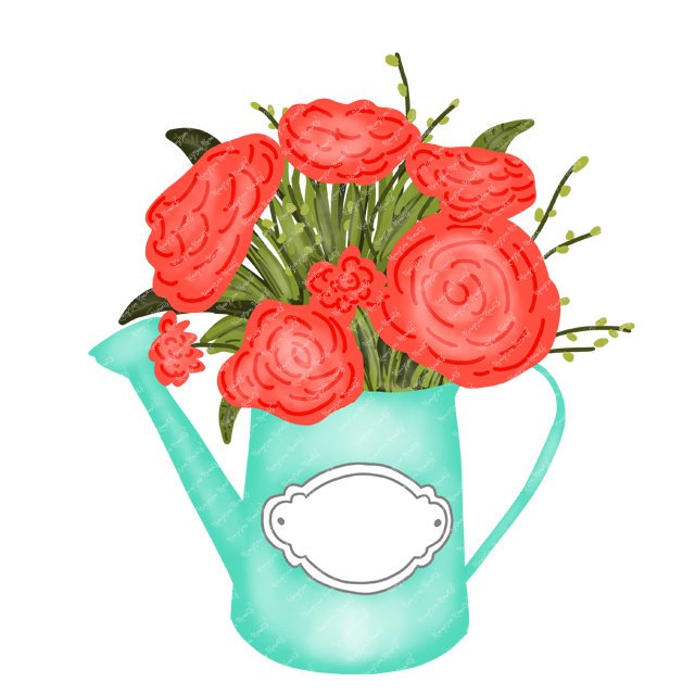 Red Watering Can Flowers