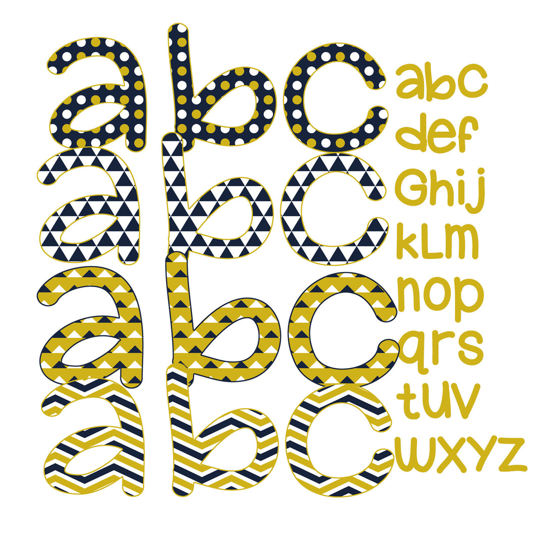 Digital Applique Font -  Mustard & Navy Font for Girls
