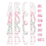 Digital Applique Font -  Pink & Mint Font for Girls