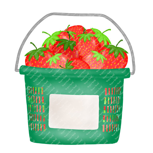 Green Strawberry Label Basket