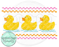 Pink Rubber Duck-Faux Smocking