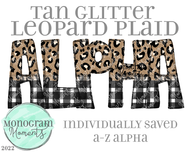 Tan Glitter Leopard Plaid Alpha