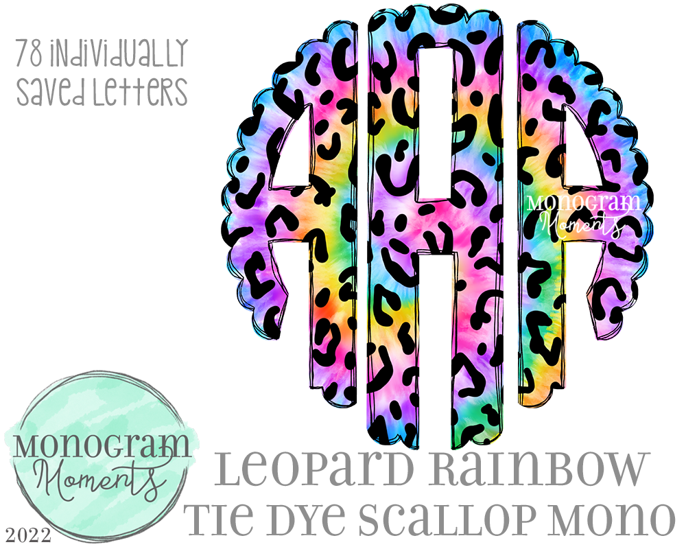 Leopard Rainbow Tie-Dye Scallop Mono