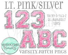 Load image into Gallery viewer, Lt. Pink/Silver Varsity Patch Alpha
