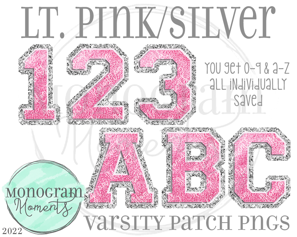 Lt. Pink/Silver Varsity Patch Alpha