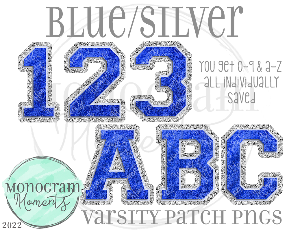 Royal Blue/Silver Varsity Patch Alpha
