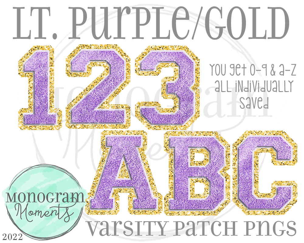 Light Purple/Gold Varsity Patch Alpha