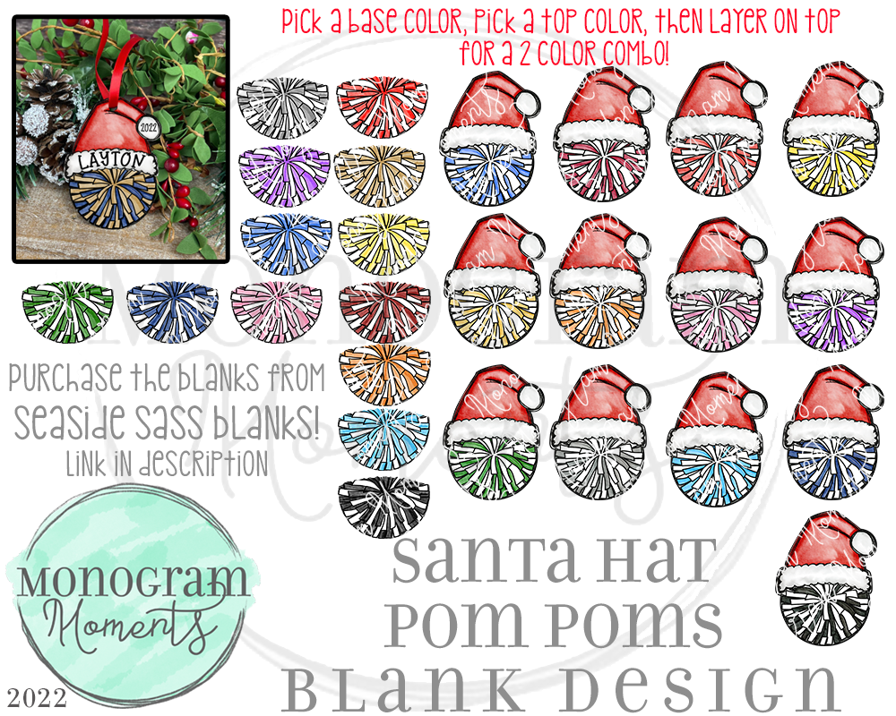 Santa Hat Pom Pom Blank Designs