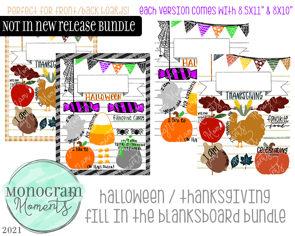 Halloween/Thanksgiving Fill in Blanks Board Bundle