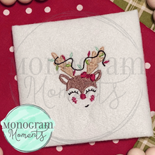 Load image into Gallery viewer, Girl&#39;s Reindeer &amp; Lights - MINI FILL EMBROIDERY
