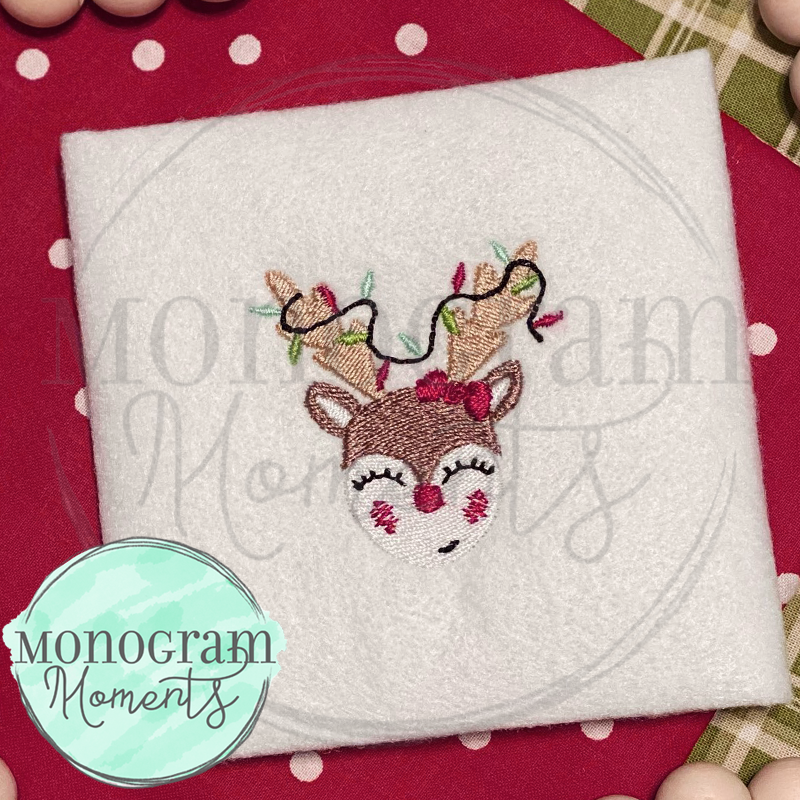 Girl's Reindeer & Lights - MINI FILL EMBROIDERY